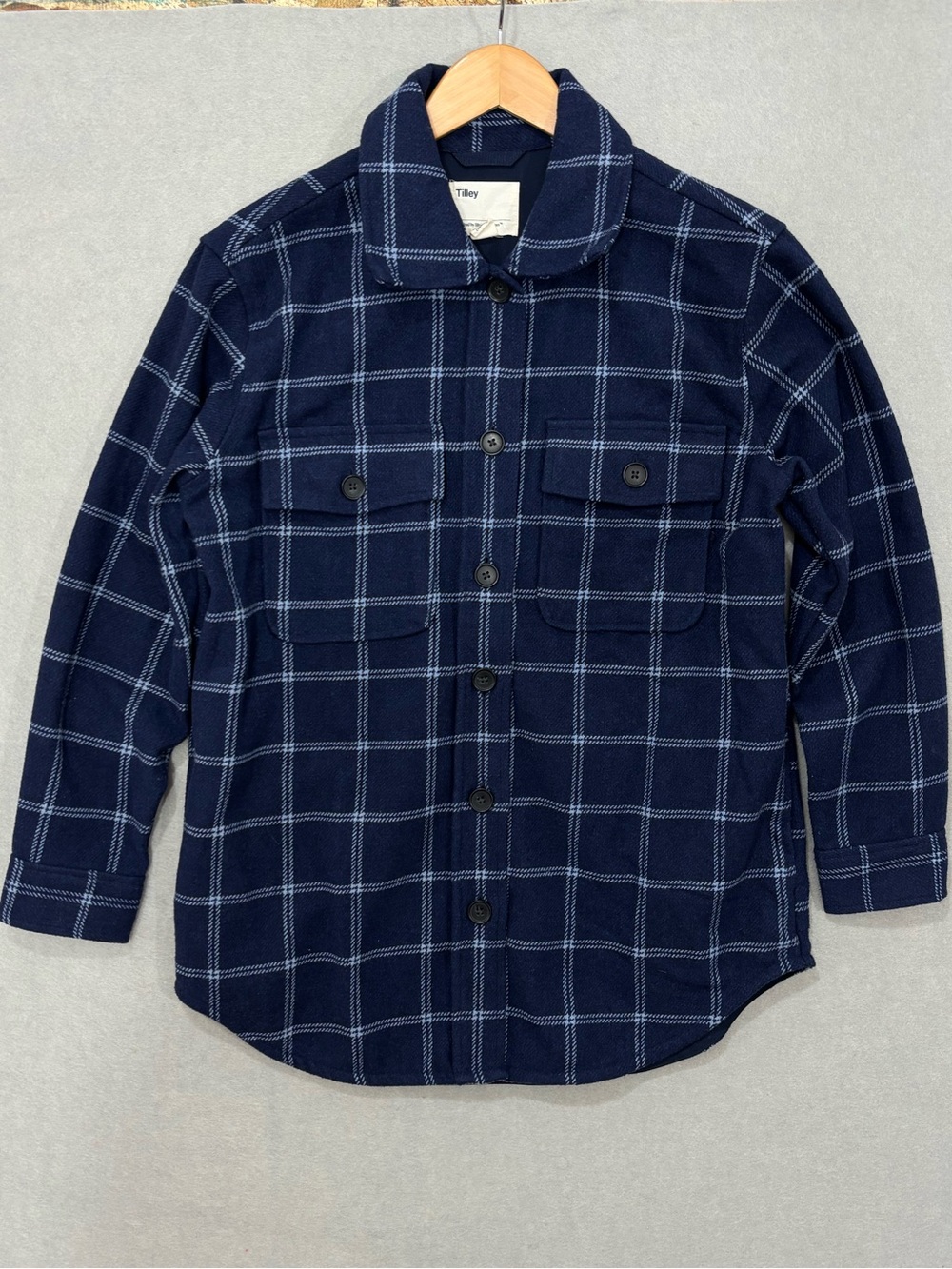 Tilley Men's Navy Windowpane Button-Up Jacket